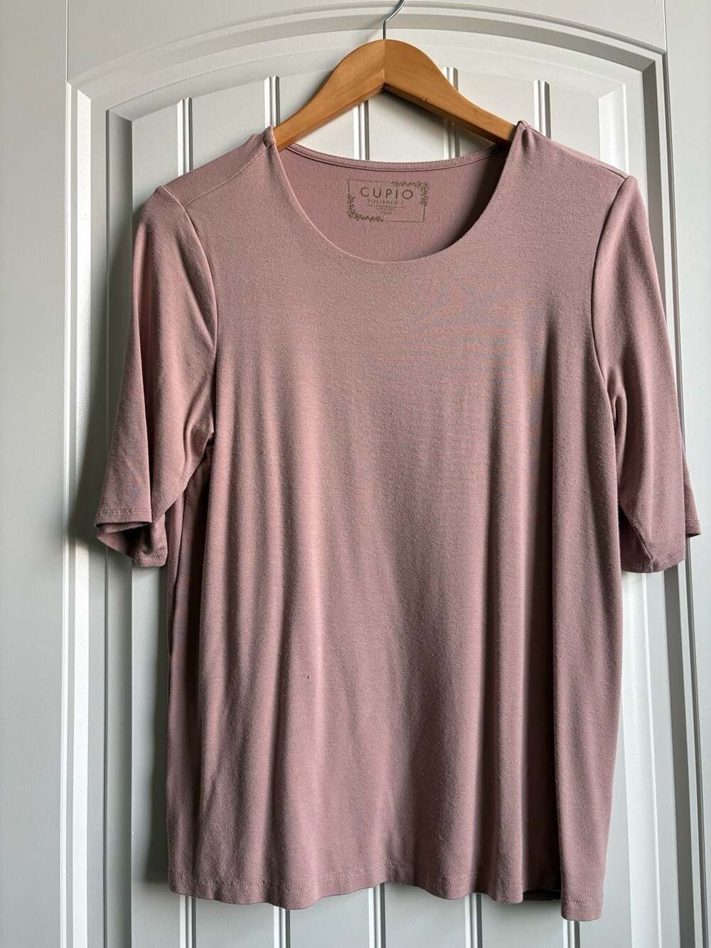 Cupio Polished T Shirt Size L Pink Viscose Blend Short Sleeve Top